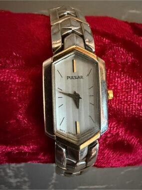 Pulsar Two-Tone Hexagon Dial Watch - Silver & Gold Accents